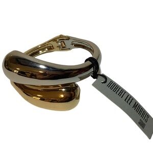 Robert Lee Morris Two Tone Sculpted Bypass Bangle Bracelet New